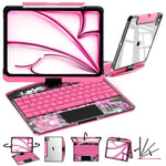 ZHANJIE Y2K Transparent Pink 360° Rotating iPad Keyboard Case