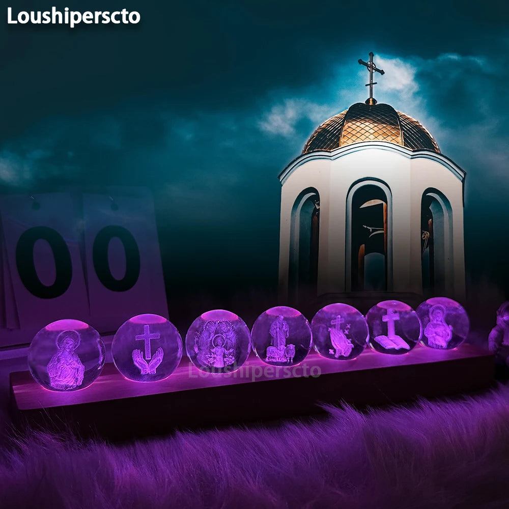 3D Christian Crystal Night Light